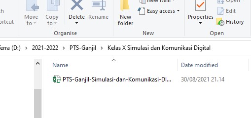 Meletakkan soal di folder baru